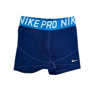 Nike Pro Women’s Blue Training Workout Shorts Dri-Fit Athletic